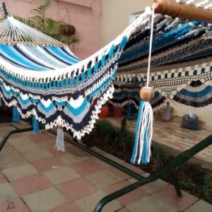 Hamaca celeste , gris y blanco cod0156