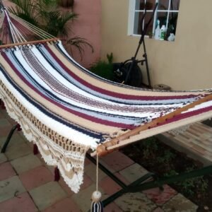Hamaca caqui, Rojo vino , gris y blanco cod0167