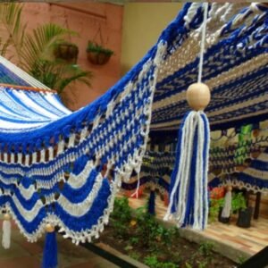 Hamaca azul con blanco cod 0175