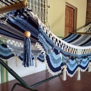 Hamaca celeste, blanco y gris tamaño medium cod 0192B
