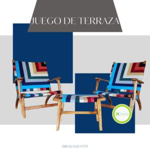 Juego de terraza tejido con hilo